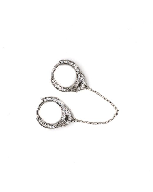 Ebru Jewelry White Sterling & Diamond Handcuff Design Earring