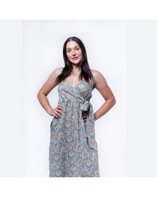 House of Gl Orange Oraya Cotton Side-Tie Midi Dress