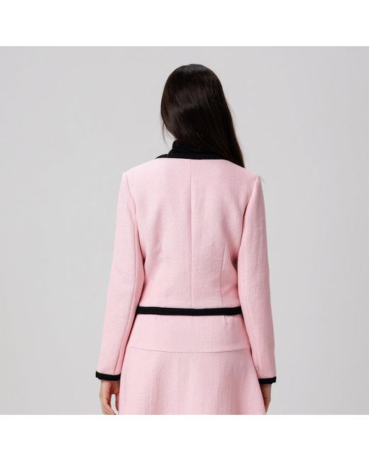 Smart and Joy Pink Contrasting Bias Short Jacket