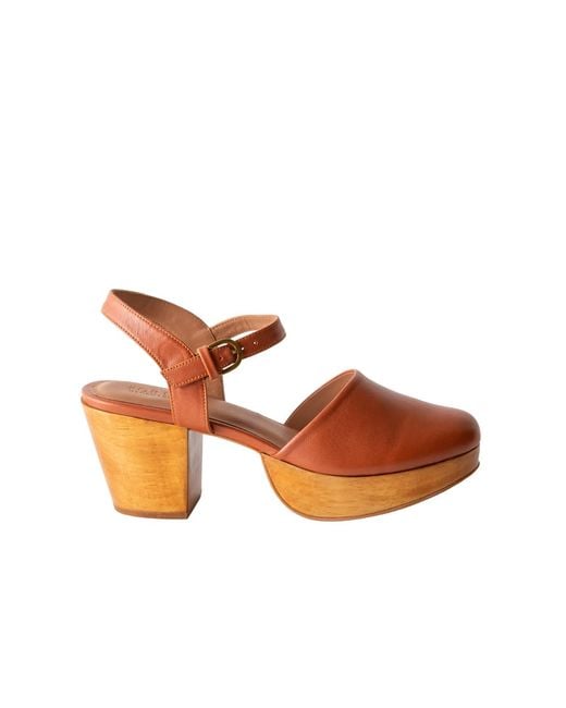 Fortress Brown Willow Platform Clog Whiskey Nappa