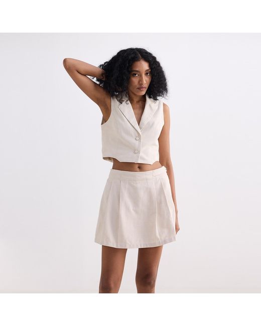 REISTOR Pink Cropped Cotton Tweed Vest