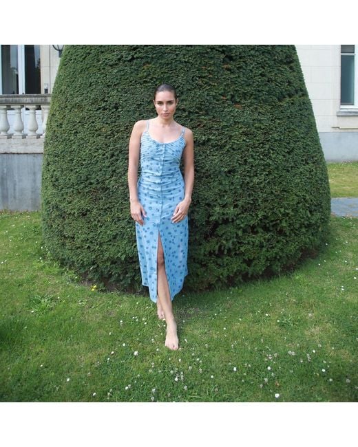 Em & Shi Blue Dd Button Down Dress