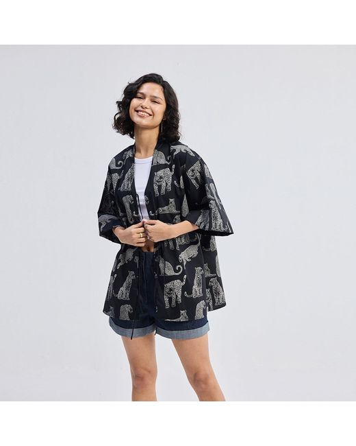 REISTOR Blue Oversized Shirt With Front-Ties