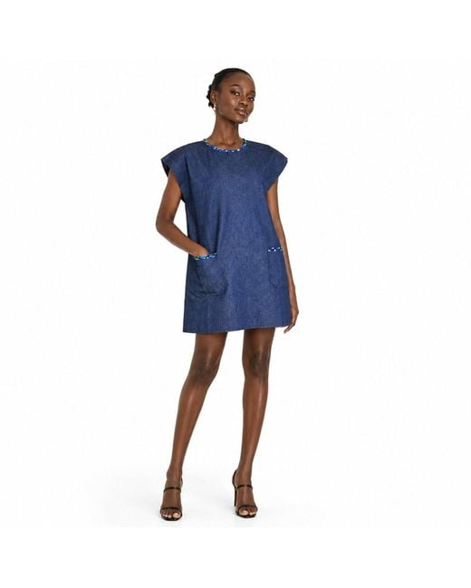 Chuks Collins Blue Ajah Collection – Denim A-Line Dress