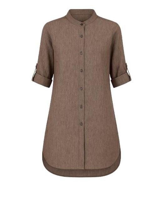 Conquista Brown Long Linen Shirt