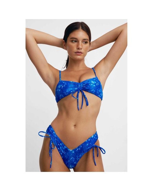 Blackbough Swim Blue Sophia Ruched Cheeky Bottoms Cyanotype