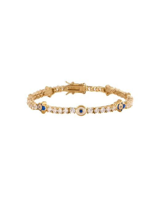 Karma and Luck Metallic Evil Eye & Hamsa Tennis Bracelet – Protection Luxury Jewelry – Warden Of Peace