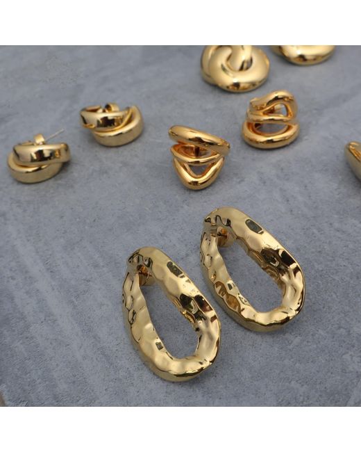 Hye Jane Jewelry Metallic Rue Hammered Oval Earrings