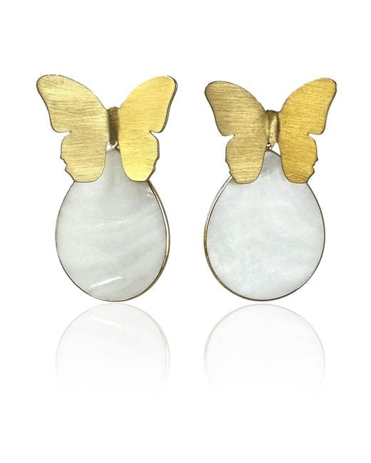 Rare Matters Jewelry Multicolor Spring Butterfly Mother Of Pearl Statement Earrings