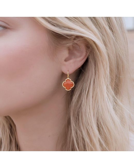 Azuni London Orange Tyche Gemstone Earrings Carnelian