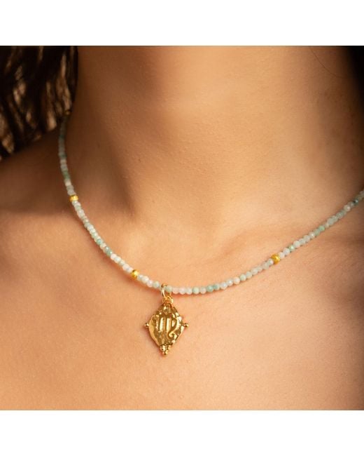 Seven Saints Metallic Virgo Gemstone Choker Necklace, Amazonite, Plated