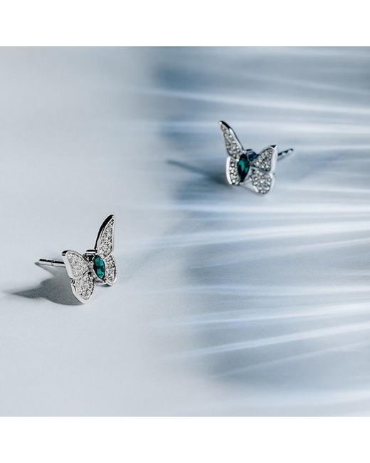Far East Jewelry Blue Handcrafted & Crystal Dream Butterfly Earrings