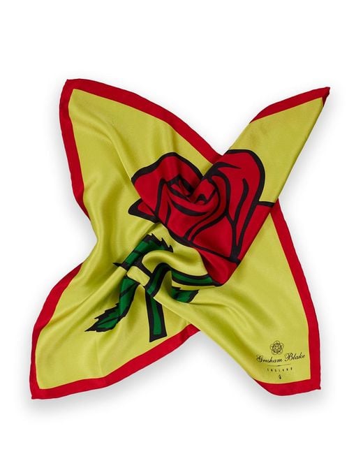 Gresham Blake Green Rose Pocket Square for men