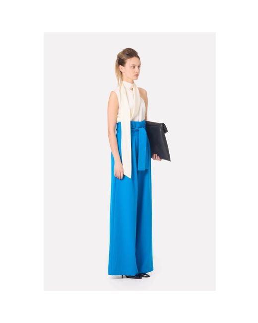 Julia Allert Blue High Waist Long Wide Leg Trousers – Bright