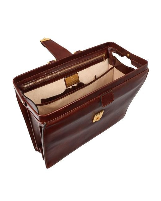 Time Resistance Brown Large Leather Briefcase for men