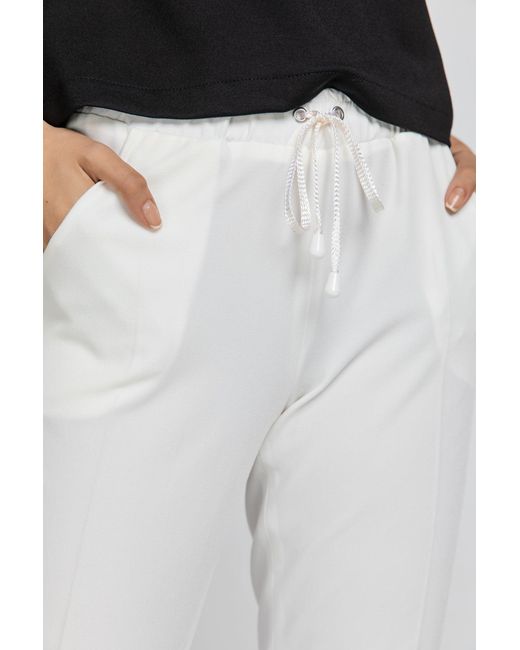 Conquista White Neutrals Ecru Crepe Pants By
