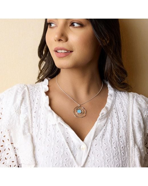 Isla Silver Blue Handmade Spiral Fire Opal Necklace