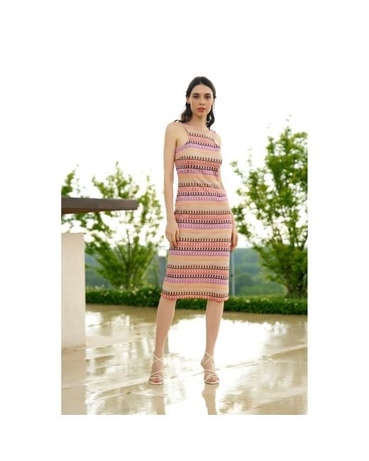 AVENUE No.29 Pink Cutout Bodycon Midi Lace Dress