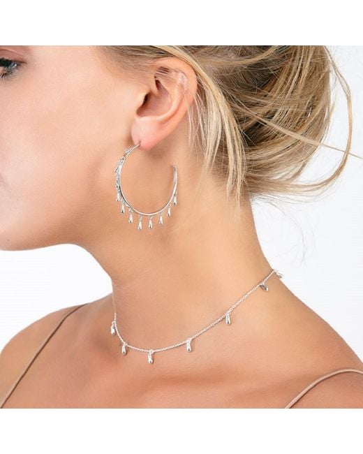 Lucy Quartermaine Metallic Sterling Multi Drop Hoops