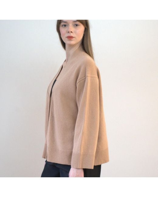Nuvv Collection Natural Button Front Long Sleeve Fine Wool Cardigan Italianwool Yarn