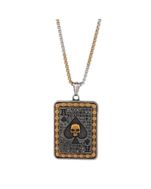 Ebru Jewelry Black Ace Of Power Pendant Chain Necklace for men