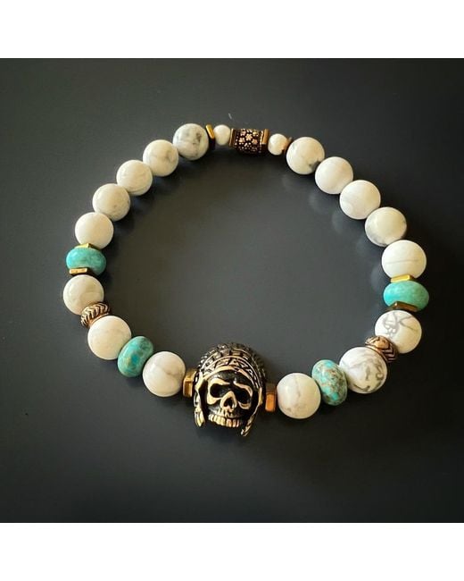 Ebru Jewelry Metallic Spiritual Beaded Indian Bracelet for men