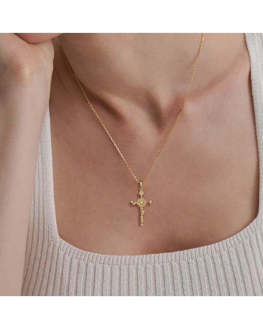 Vanimy Metallic Floral Cross November Sunflower Birth Flower Necklace