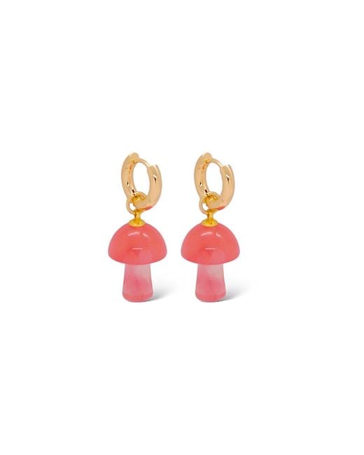VALERIE CHIC Red Mushroom Cherry Quartz Earrings 18K