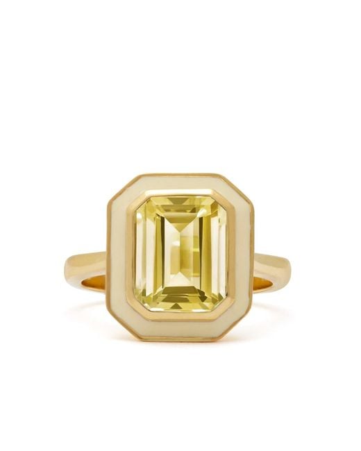 Augustine Jewels Metallic Citrine And Cream Enamel Cocktail Ring