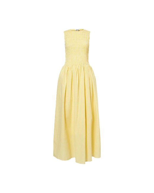 Amy Lynn Yellow Summer Gingham Drop-Waist Maxi Dress