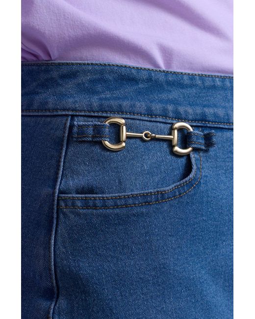 Rave on Trend Blue Horsebit Denim Skirt