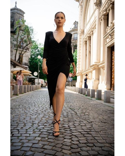 Monice London Black Coco Backless & Bra Friendly Blazer Style Midi Dress