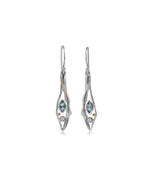 Isla Silver White Riviera Drop Earrings With Topaz & Pearl