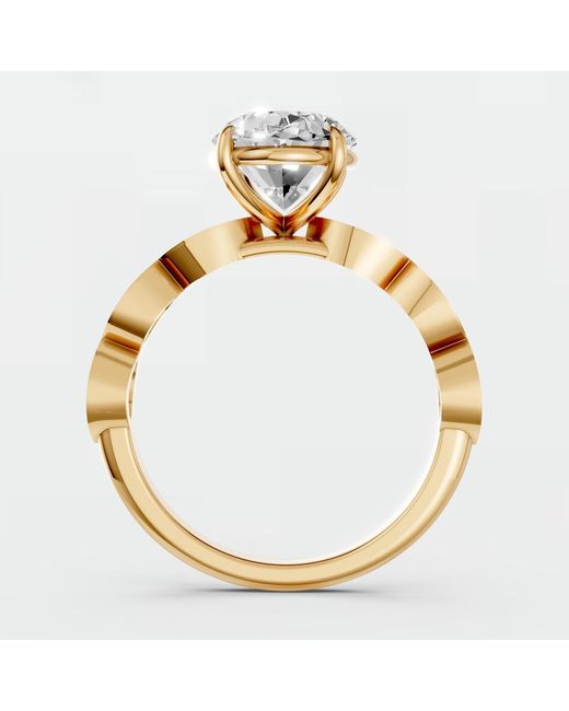 Aya Fine Jewelry Metallic Oval Lab Diamond Engagement Ring Marquise Leaf Vine Ring