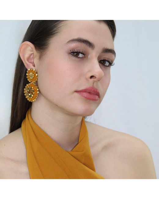 PINAR OZEVLAT Brown Flower Drop Tan