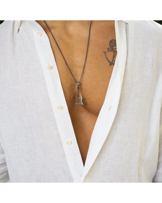 Ebru Jewelry Metallic Warrior's Flame Axe Necklace for men