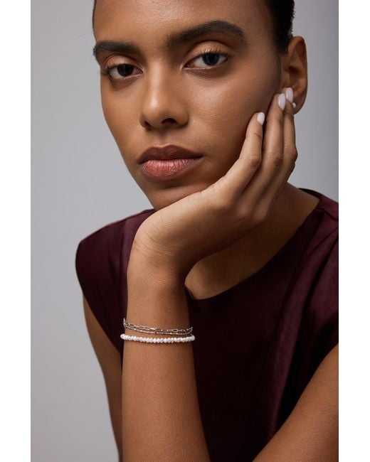 Vanhi Metallic Mini Paperclip Double Chain Bracelet