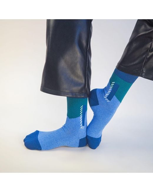 Peper Harow - Made in England Blue Alphabet Socks – I for men
