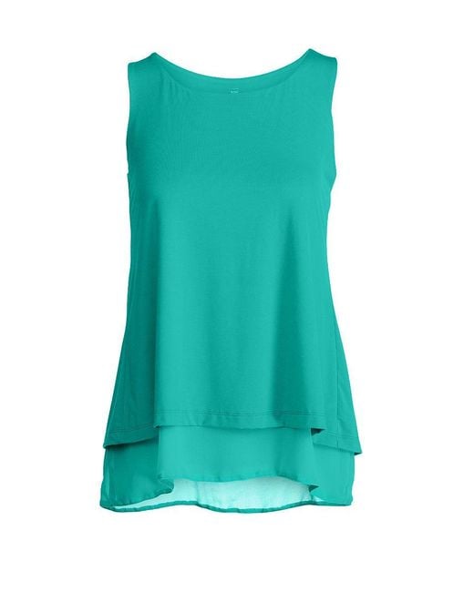 Conquista Green Layered Asymmetrical Top
