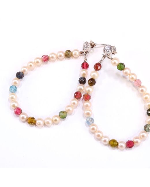 Mineralgems•Studio Pink Tourmaline And Pearl Hoop Earrings