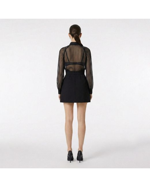 AVENUE No.29 Black Wool Blend Wrap Mini Skirt