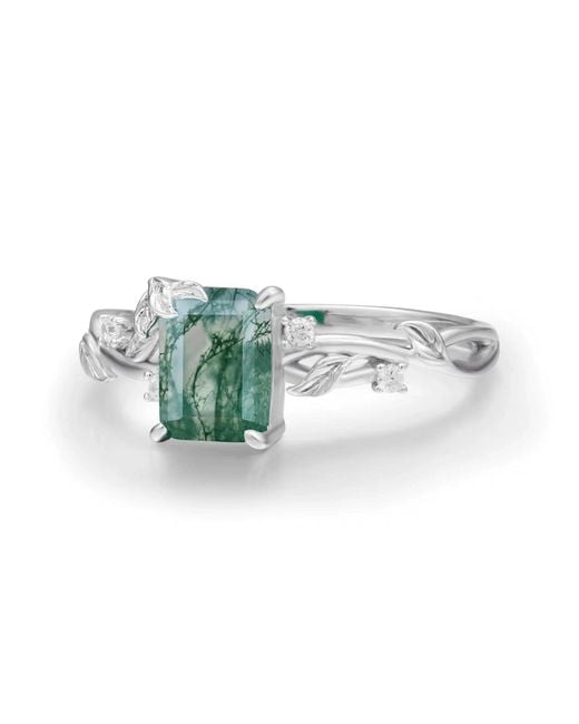 Azura Jewelry New York Green Ring Of Earth Moss Agate Vermeil