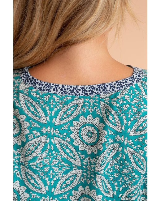 Inara Blue Mediterranean Mosaic Cotton Pyjamas