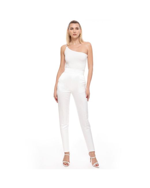 Nissa White One-Shoulder Bodysuit