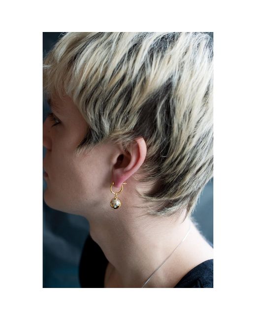 True Rocks Metallic 8 Ball 2 Tone Mini Charm 18Kt Plated With Detail On Hoop