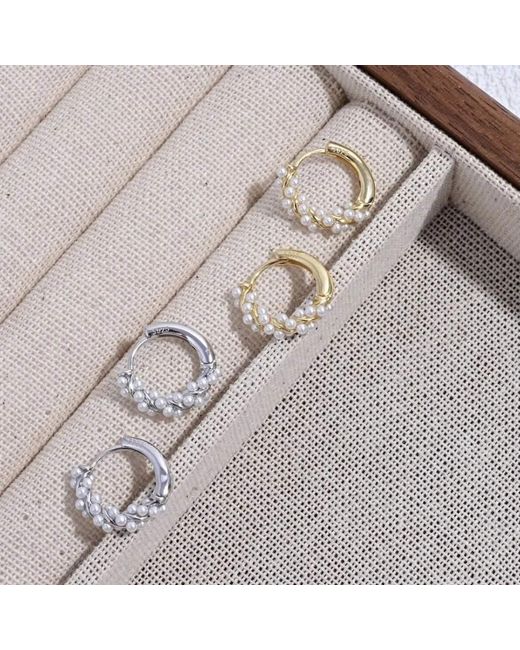 Angel Barocco Blue Twisted Pearl Mini Hoop Earrings