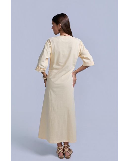 Rave on Trend Yellow Ruched Cotton T-Shirt Dress