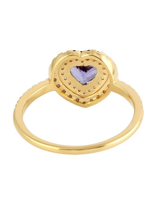 Artisan Blue Tanzanite, Sapphire & Diamond Heart Halo Ring