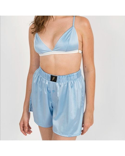 Ekcentrik Blue Satin Boxer Shorts