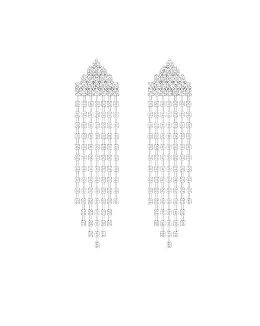 Maison De Gala White Aurelia Pyramid Tassel Crystal Earrings